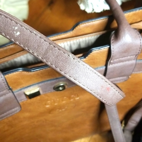 Brown leather purse w/ 2 handles & crossbody strap - Picture 9 of 9